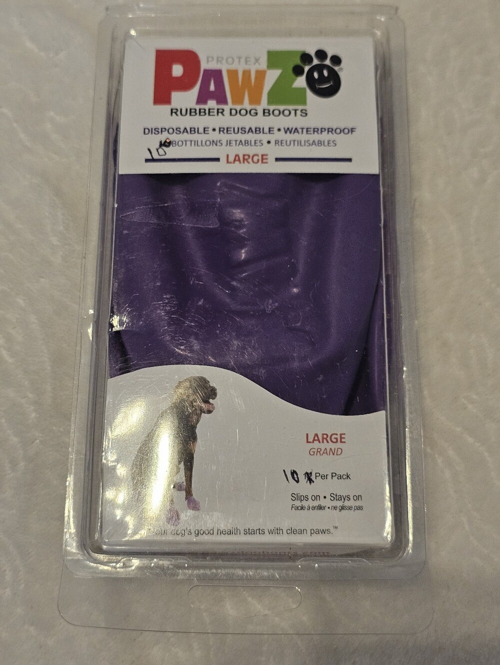 Pawz Rubber Dog Boots Large Purple Waterproof Reusable Paw Protectors 10 Pk New